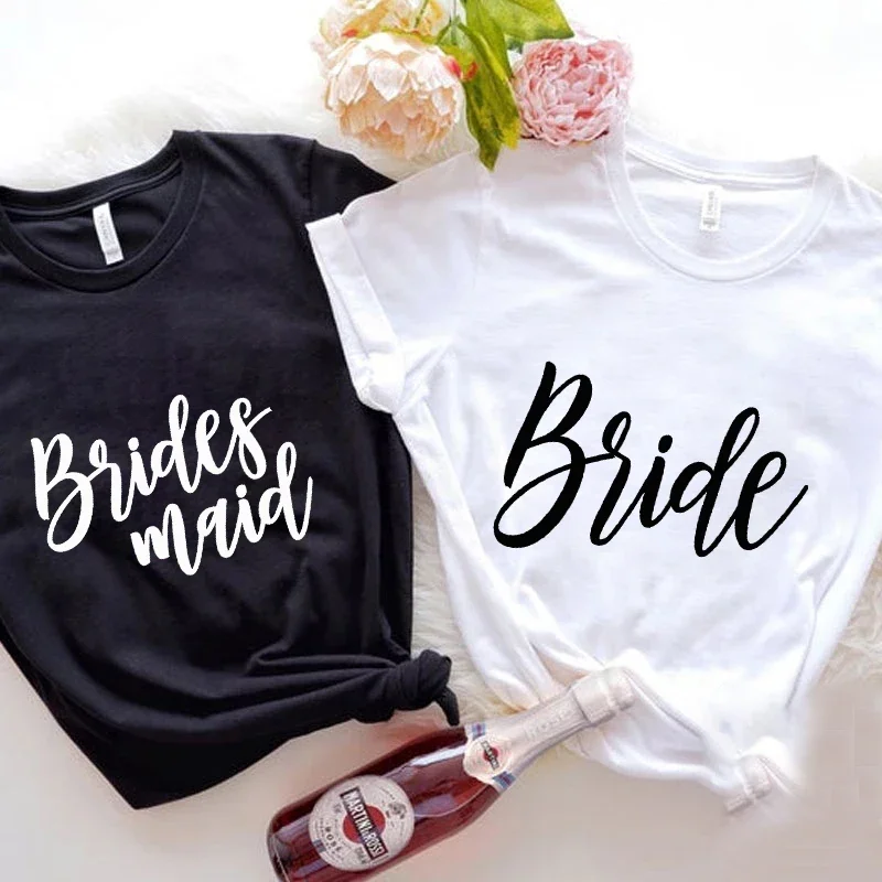 

Women's Wedding Engagement Party Tops Team Bride T-shirt Girls Single Farewell Bachelorette Hen Party EVJF Tshirt Bridesmaid Tee