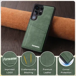 Retro Style Leather Phone Case - New and Enhanced Protective Cover - Samsung A57 (Green)