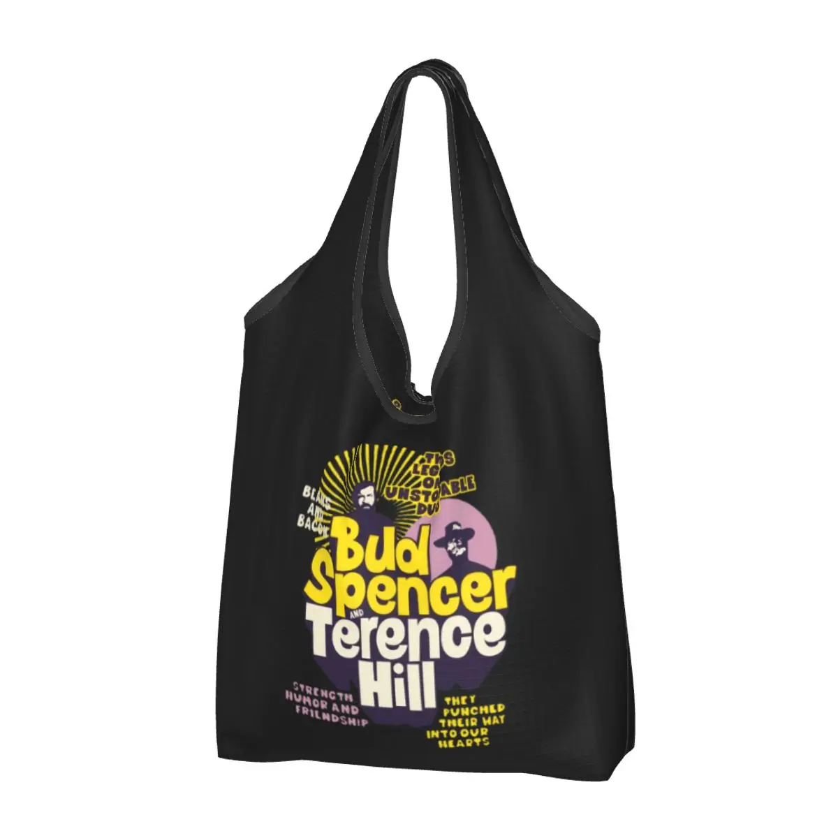 Nostalgic Tribute To Bud Spencer E Terence Hill Grocery Bag Recycle Pieghevole Heavy Duty Shopping Eco Bag Lavabile Con Custodia
