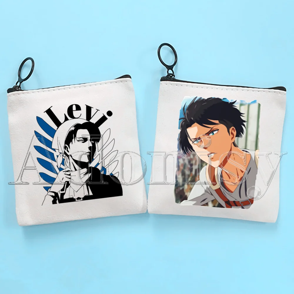 

Levi Ackerman Anime Attack on Titan Square Bag Coin Purse Storage Small Bag Card Bag Key Bag Coin Clutch Bag Zipper Key Bag