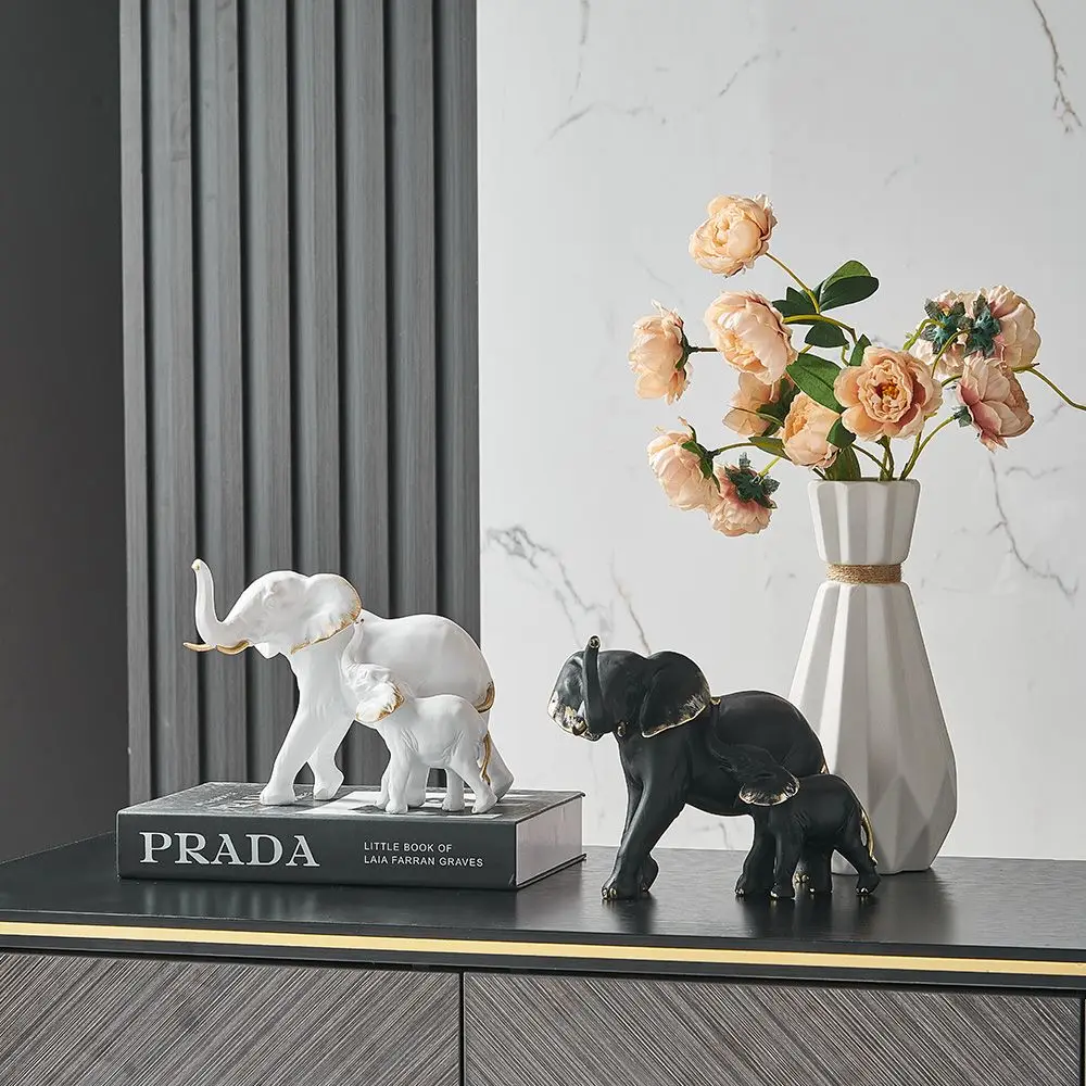 1pairs Creative Modern Decor Animal Resin Elephant Statues & Figurines Sculpture Living Room Table Ornaments Crafts