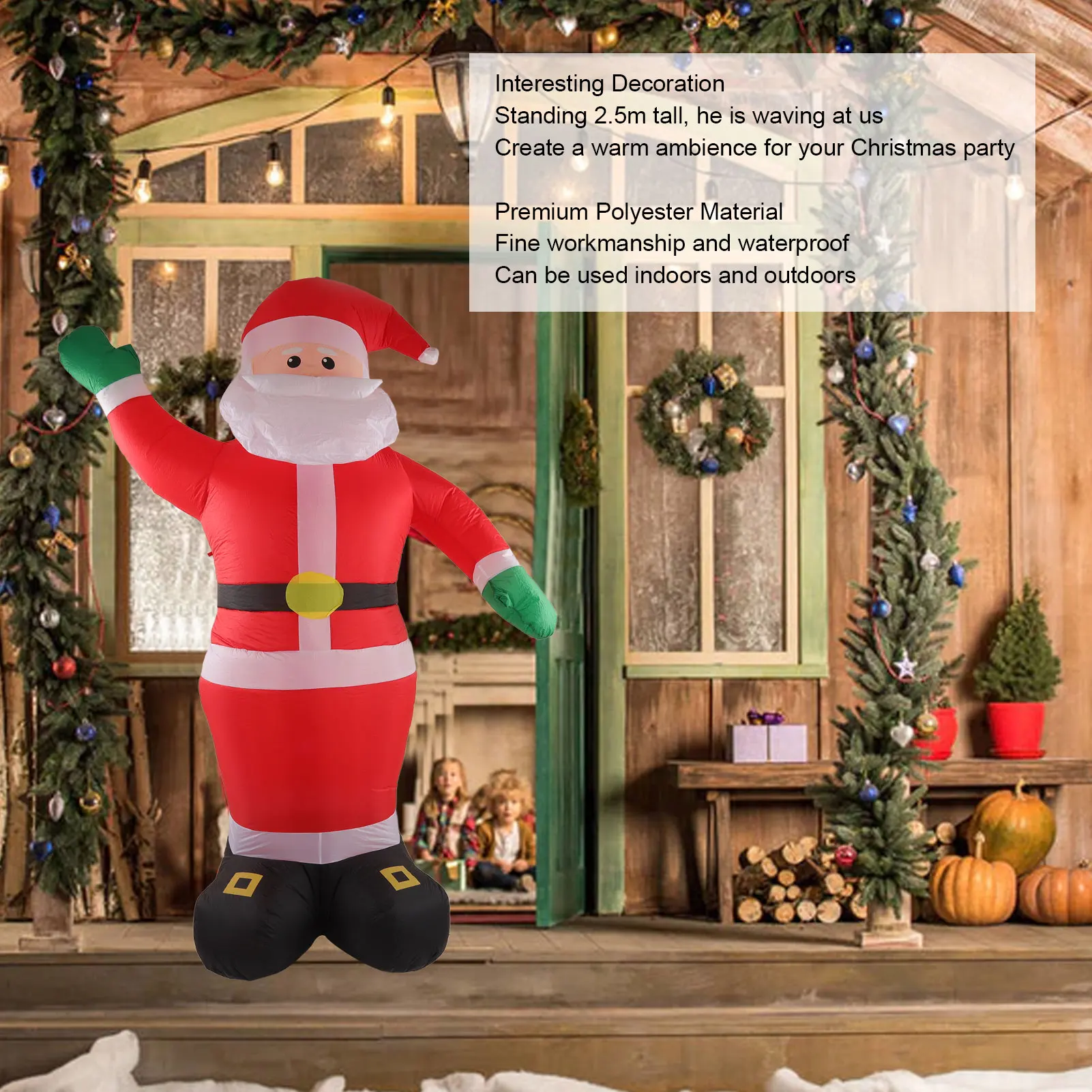 Christmas Inflatable Santa Inflatable Santa Waterproof Built in LED Christmas Outdoor Decoration with Green Hands for Lawn Yard