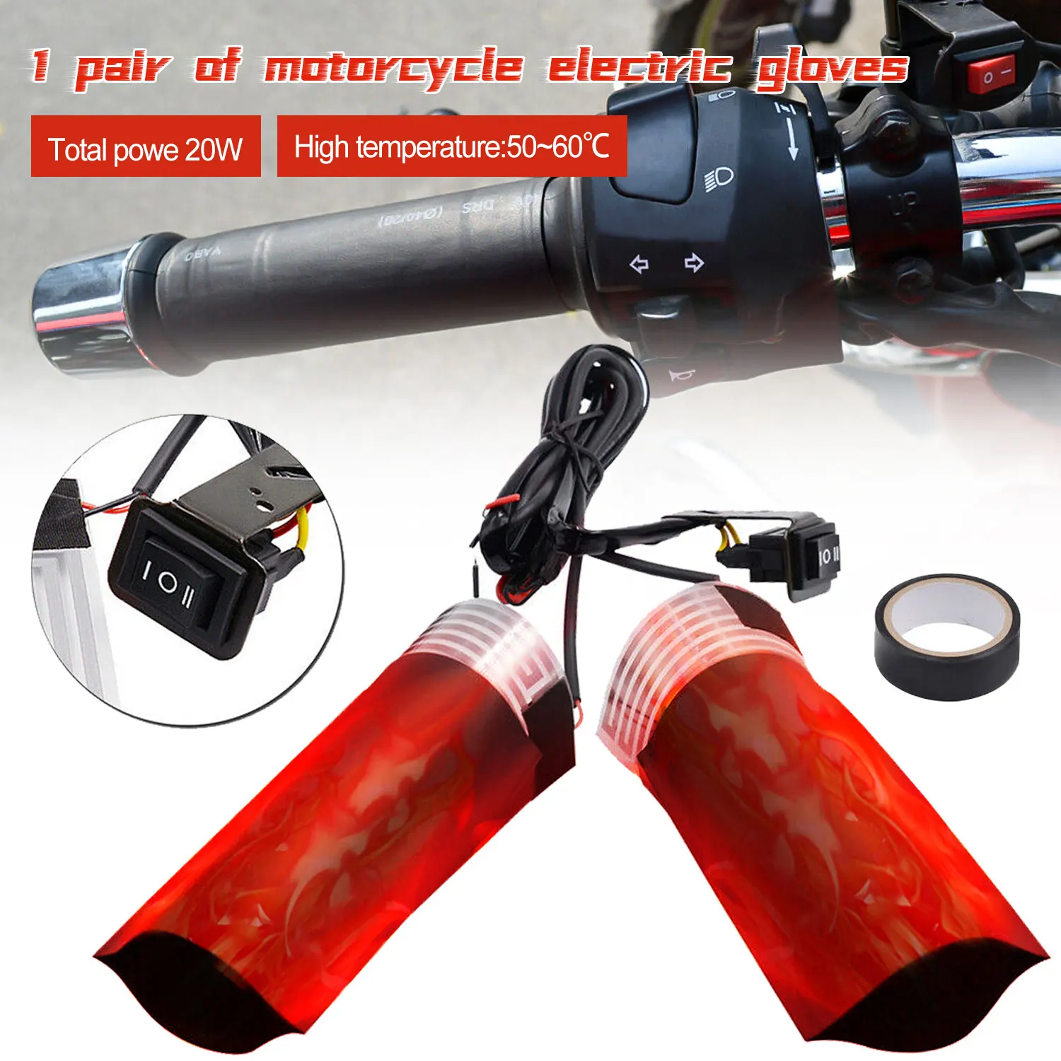 

1 Set 12V Motorcycle Heated Grip Handlebar ATV Scooter Grips Heater Pads Hot