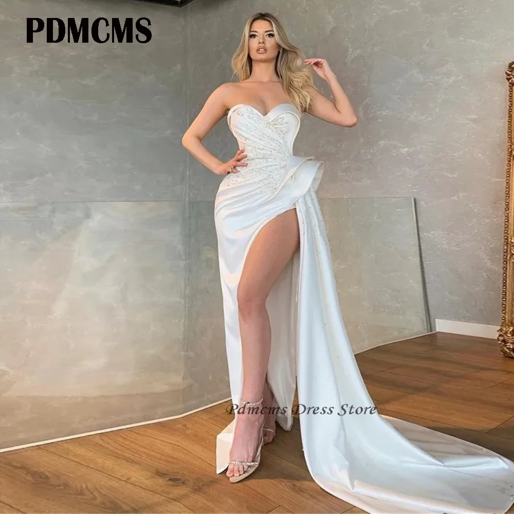 

Sexy Evening Gowns High Side Split Long Mermaid Prom Dresses Beaded New Arrival Women Formal Celebrity Dress vestidos de gala