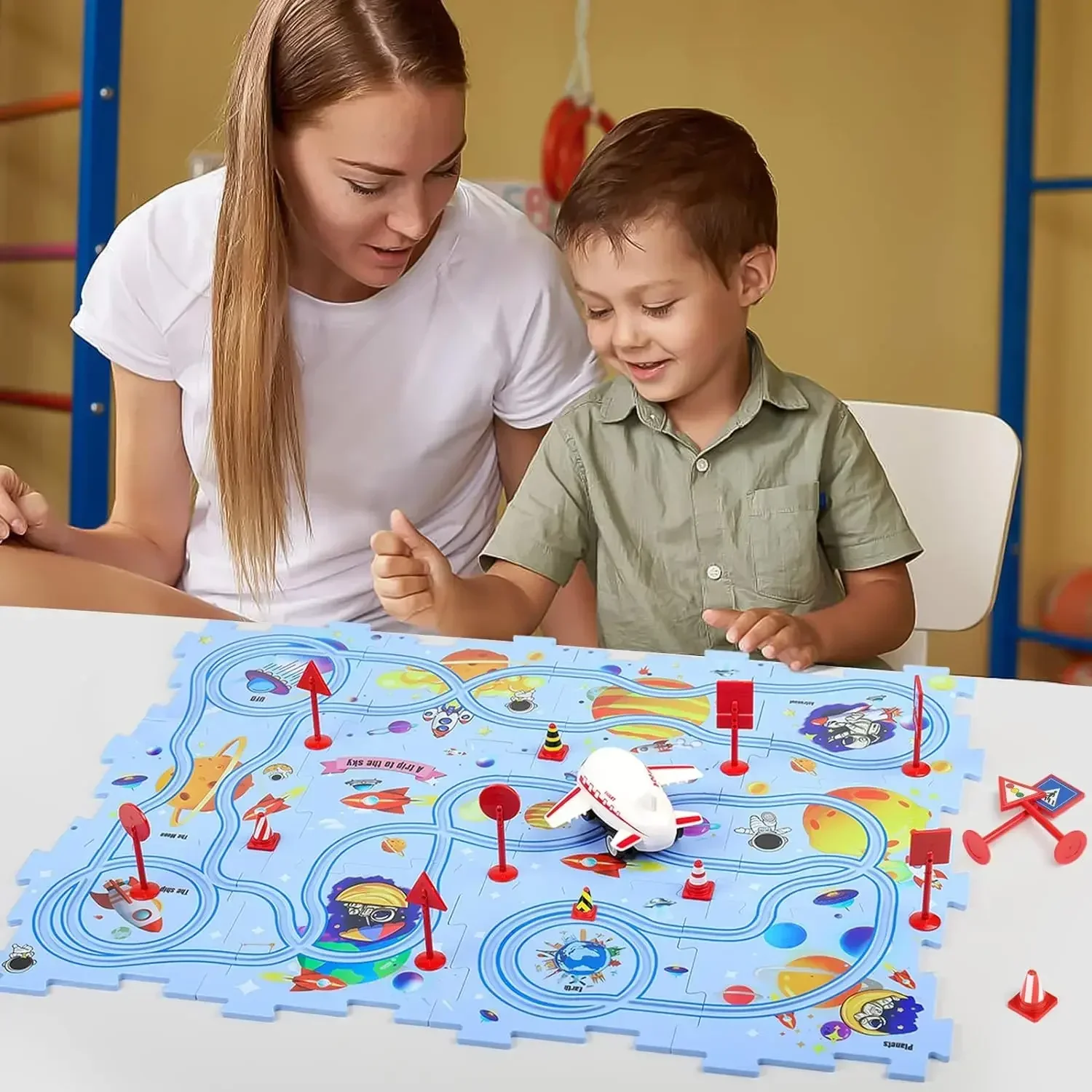 Trackmates Kids Car Track Set,Puzzle Racer Kids Car Track Set,Nukids Puzzle Racer Car Rail Set,Puzzle Track Cars Play Sets 3