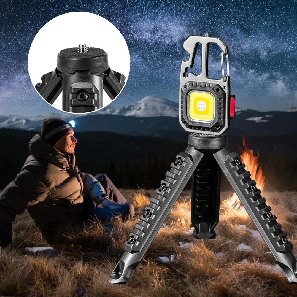Mini Keychain Flashlight Bracket Portable Working Light Folding Rack for Outdoor Camping Hiking Fishing