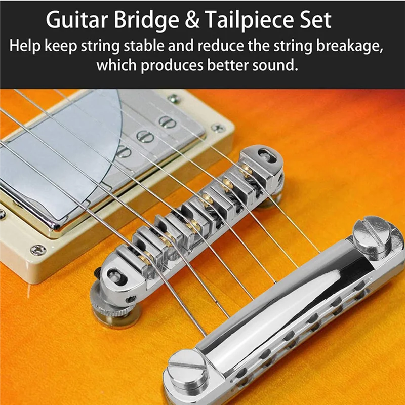 1 Set Of 6 Strings Guitar Tune-O-Matic Bridge and Tailpiece with Posts for Les Paul SG LP Electric Guitar,Gold HOT