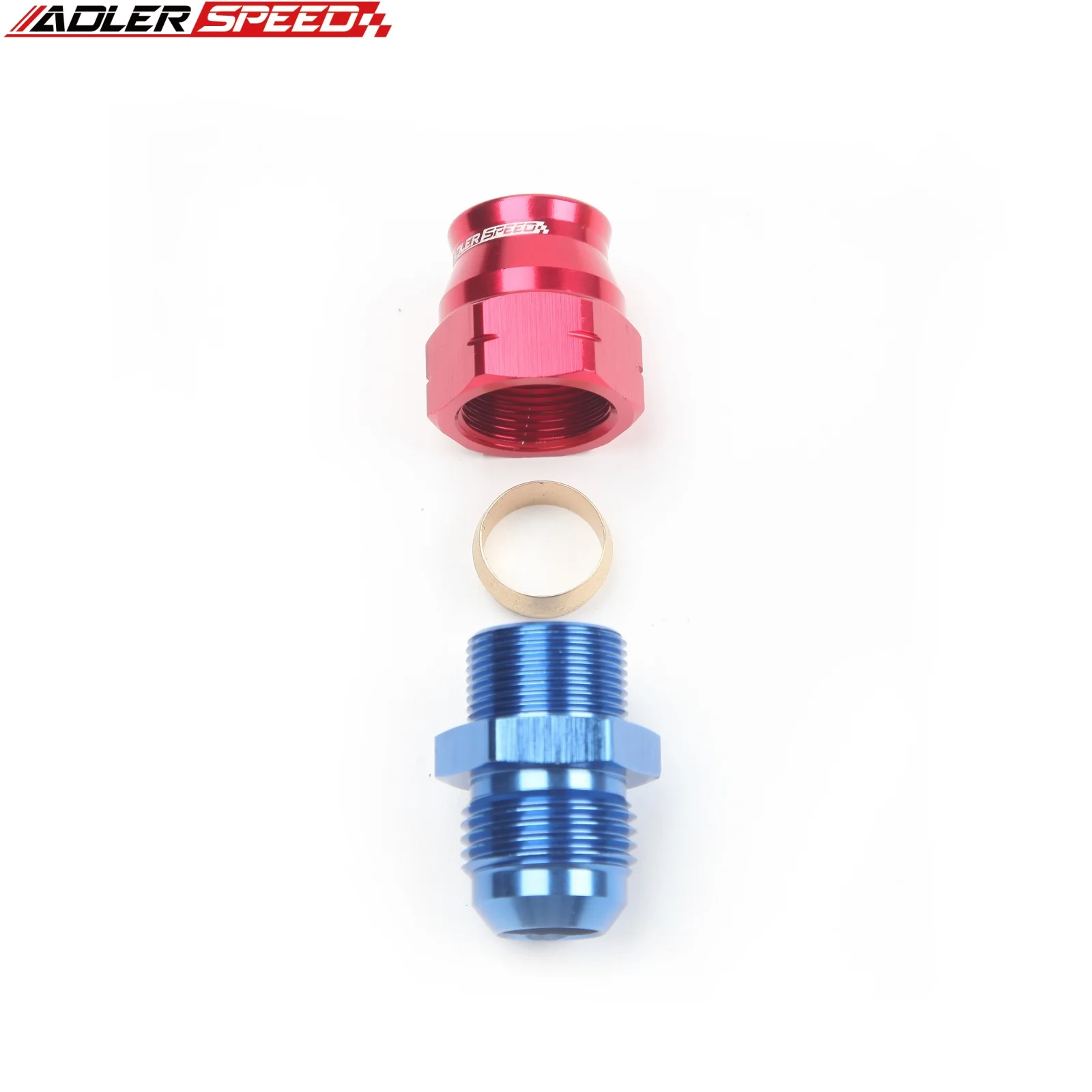 ADLERSPEED 2PCS 6AN AN-6 남성용 3/8인치 하드 튜브 스트레이트 피팅 알루미늄 레드-블루/블루/블랙