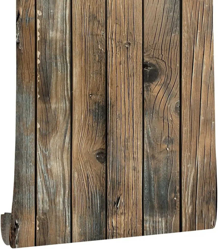 Description Picture 5 of itemRetro Faux Wood Grain Peel And Stick Wallpaper Self-adhesive Wood Plank Wallpaper Roll Removable Vinyl Wall Covering For Restaur