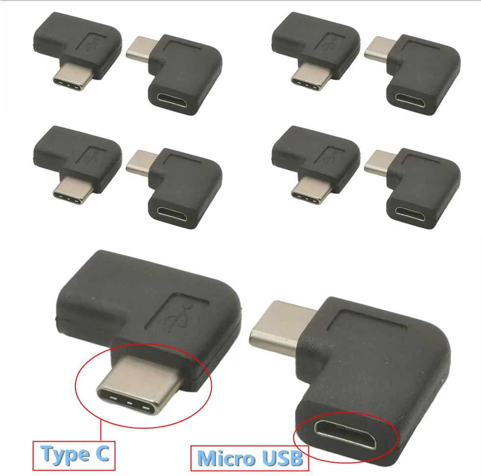 90 Degree Right Angle USB-C Charging and Data Adapter Cable