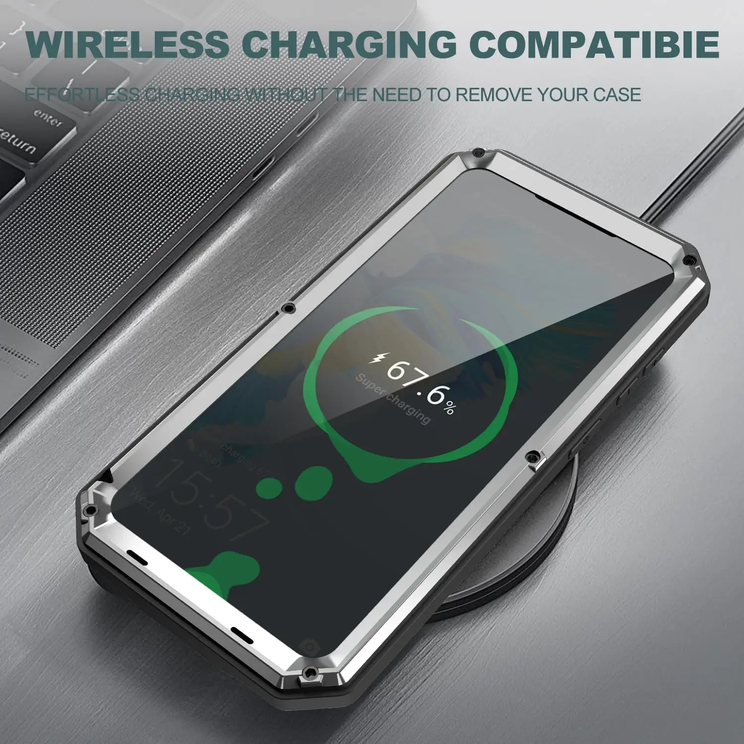 Heavy Duty Military Grade Shockproof Aluminum Case with Built-in Stand and Camera Protection