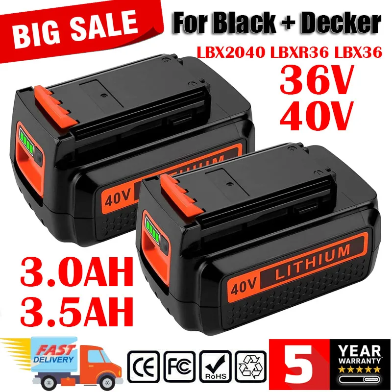 ForBlackDecker36V40V3000mAhLiionBatteryRechargeablePowerToolBatteryLBXR36BL2036