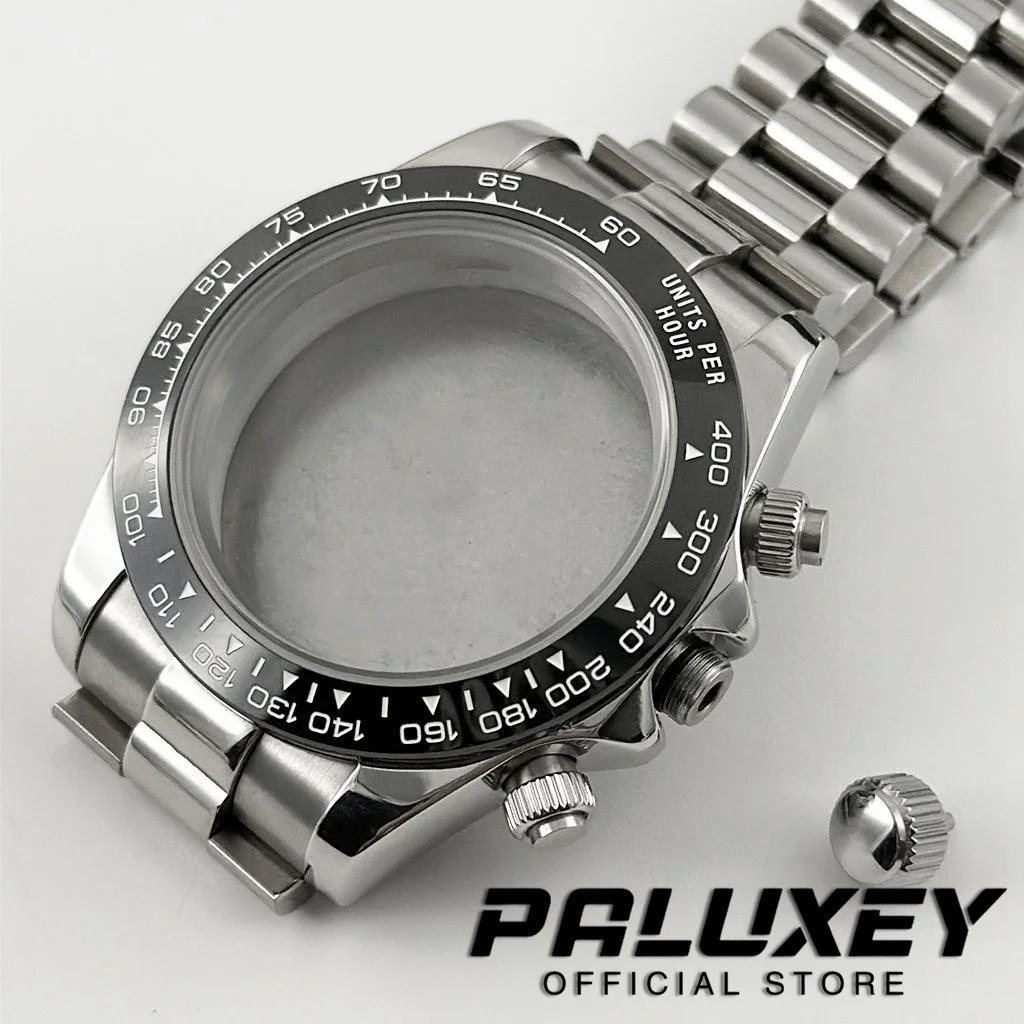 VK63 데이토나 40mm 사파이어 글래스 시계 케이스 남성용 시계 액세서리 VK63 VK64 쿼츠 무브먼트 프레지덴셜 브레이슬릿에 적합