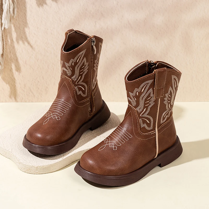 Zapatos Nina 소녀 부츠 방수 카우보이 부츠 어린이 새로운 패션 짧은 미끄럼 방지 부츠 두꺼운 부츠 키즈 부츠 Botas Nina