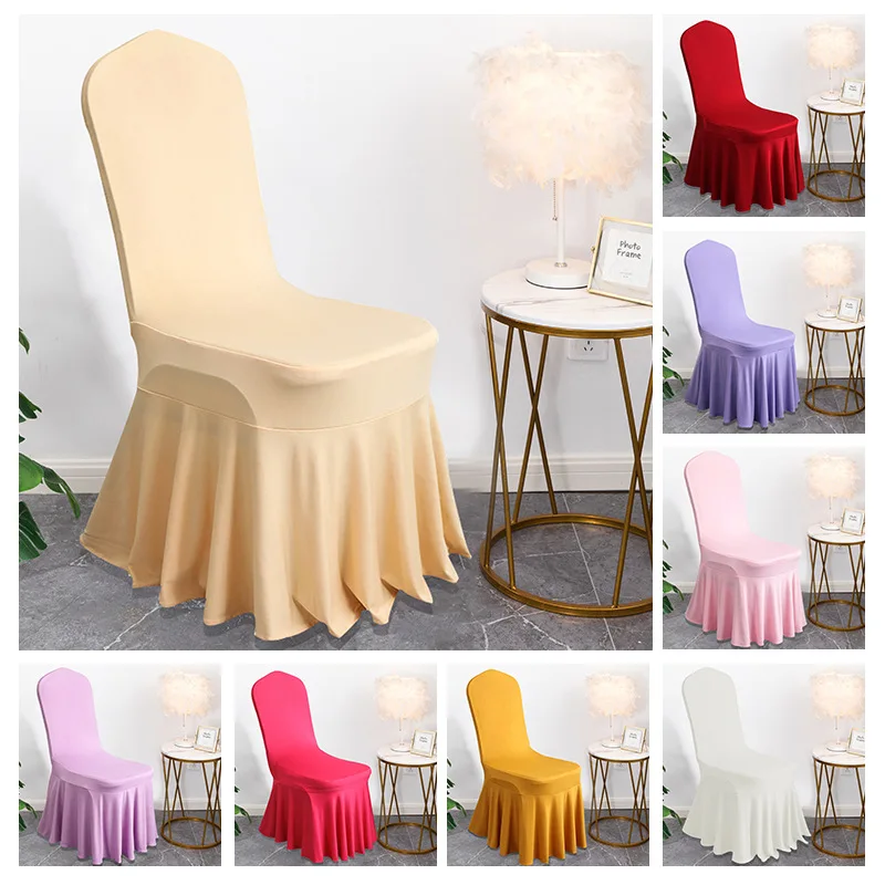 

Solid Color Elastic Milk Silk Sun Skirt Chair Cover, Hotel And Restaurant Universal Chair Cover