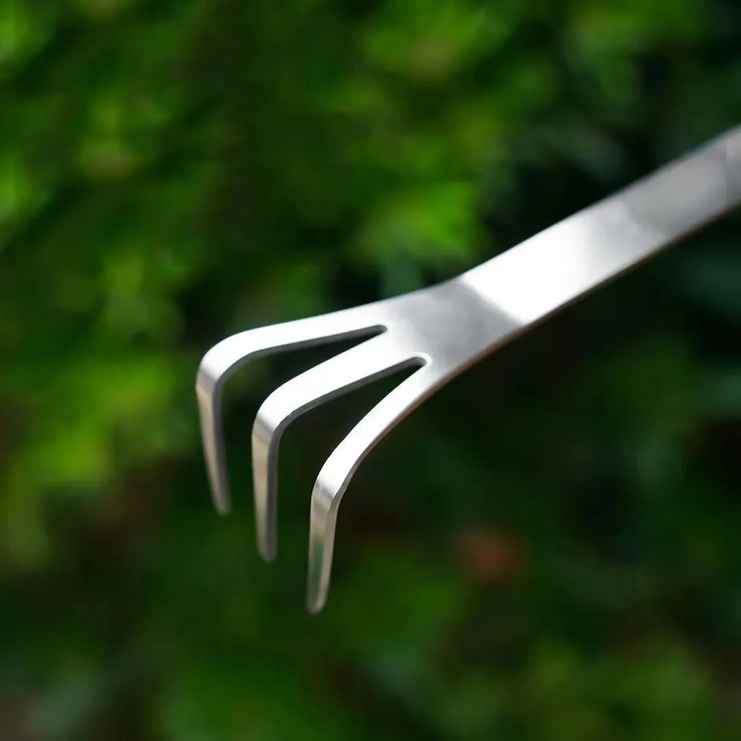 Bonsai Rake Stainless Steel Rake Root Rake Stainless Steel Root Rake 3-Prong Loosen Soil Bonsai Tree Tools with Ergonomic Handle 4
