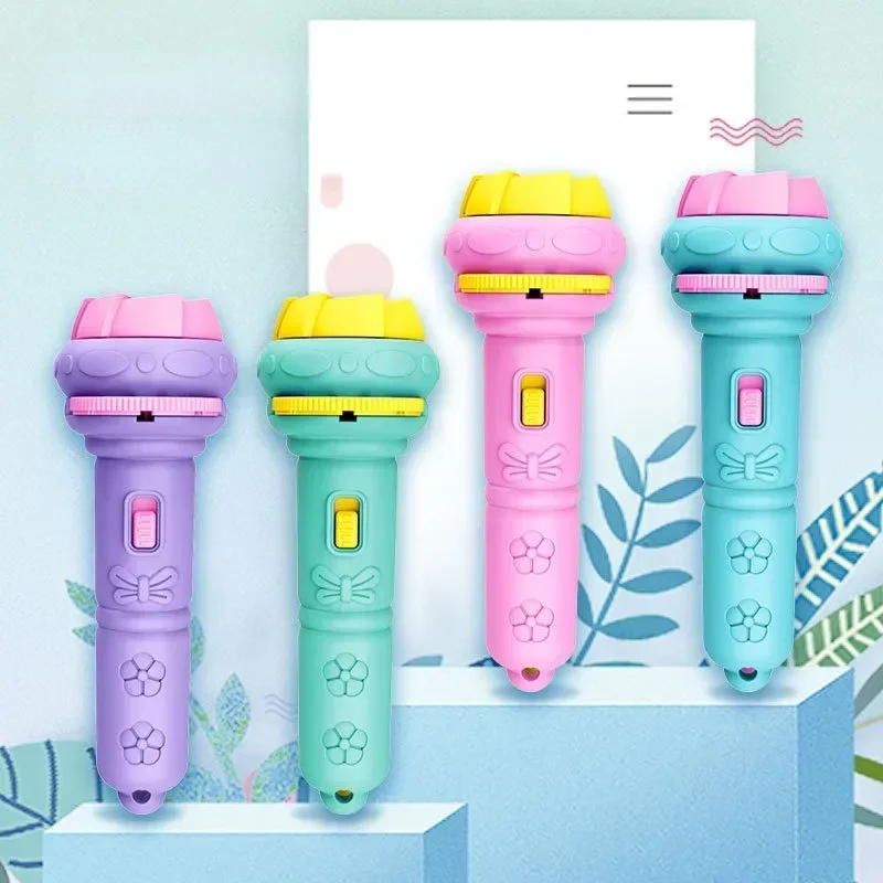 Cartoon Creativity Toy Projection Flashlight Early Education Cognition Before Bedtime Story Book Torch Lamp Puzzle Toys for Kids