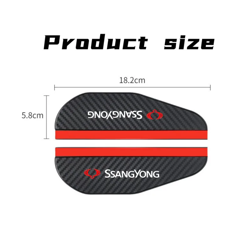2pcs Car Rear View Mirror Rain Eyebrow Visor Carbon Fiber Rain Cover for SsangYong Rexton Actyon Sport Xlv Auto Accessories
