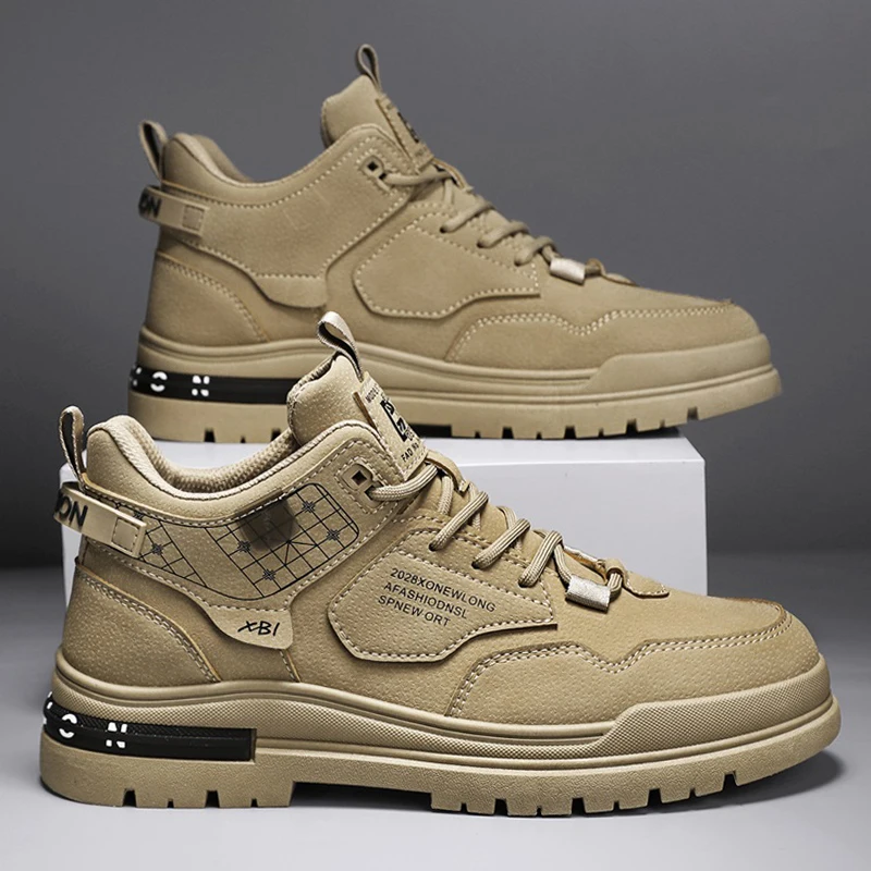 

New Autumn Winter Shoes for Men Casual Men's Ankle Boots Fashion Men Comfortable Tooling Boots Lace-up Men High Top Cotton Shoes