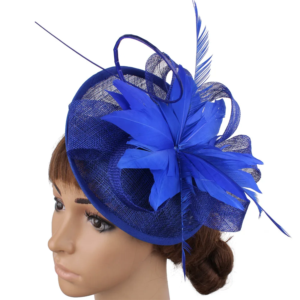 Charming Blue Derby Sinamay Fascinator Hat For Bridal Wedding Occasion Kentucky Ascot Races Melbourne Cup Hot Sale High Quality