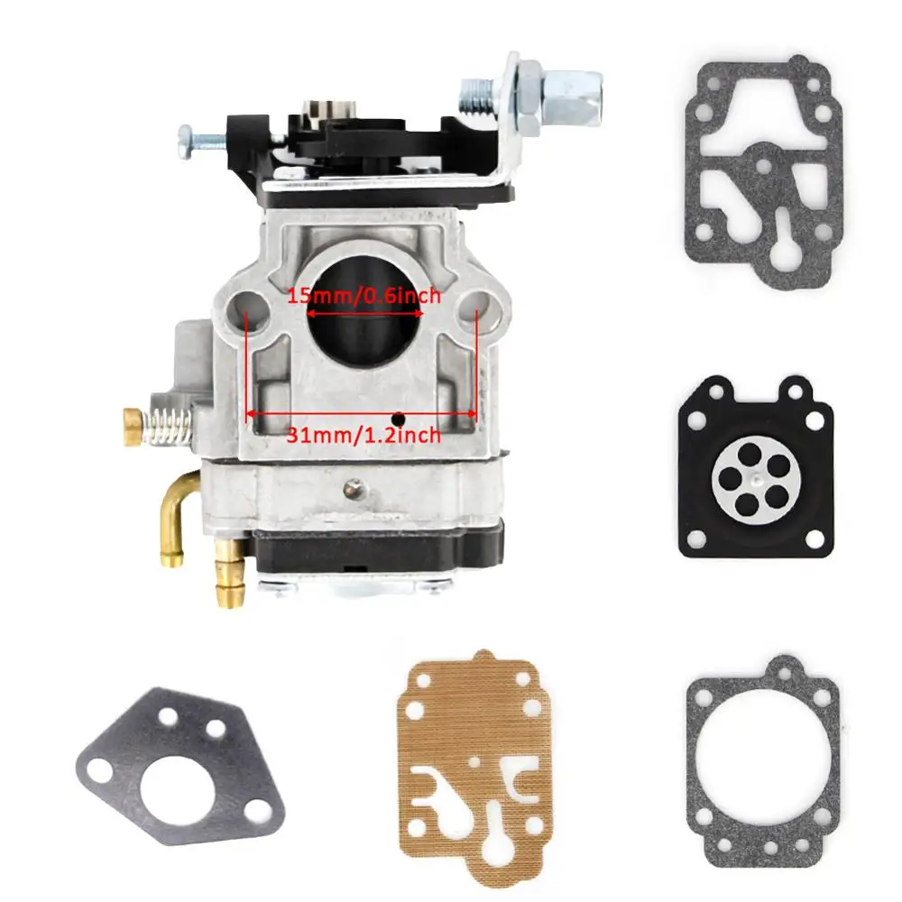

15mm Aluminum Alloy Carburetor with Repair For 43cc 47cc 49cc 52cc 2-Stroke Mini Choppers Carb ATVs Pocket Bikes Quad