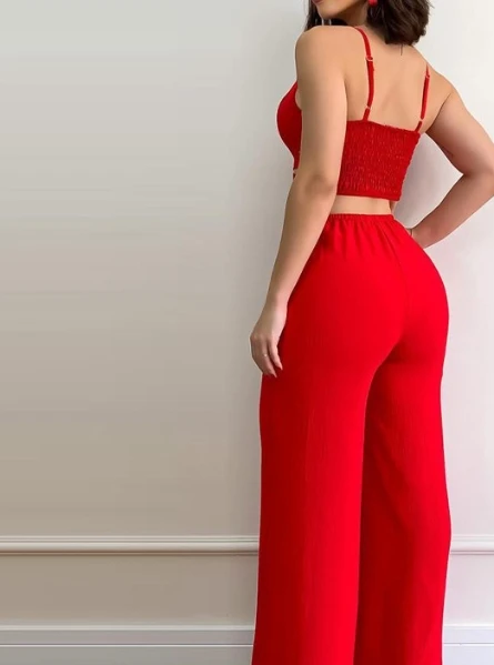 Backless Long Jumpsuits Women's Fashion Sleeveless Cutout Shirred Open Back Spaghetti Strap Woman Temperament Sexy Jumpsuit temperament deep v backless sleeveless women s jumpsuit sexy niche inspiration slim jumpsuit