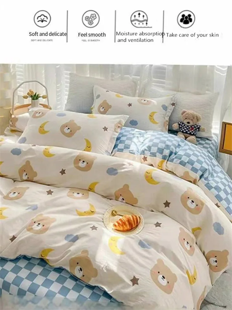 

Winter Milk Flannel Bed Set, Cartoon Design, Thickened Coral Flannel, Bed Sheet, Three /Four Pcs, Bed Products