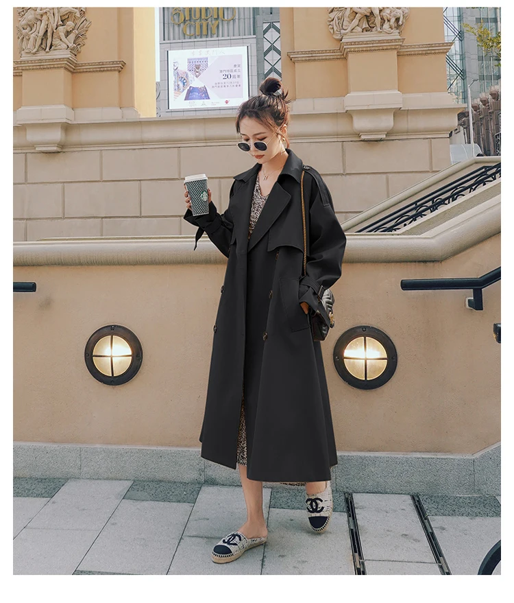 puffer coat with hood Brand New Spring Autumn Long Women Trench Coat Double Breasted Belted Storm Flaps Khaki Dress Loose Coat Lady Outerwear Fashion long puffa coat