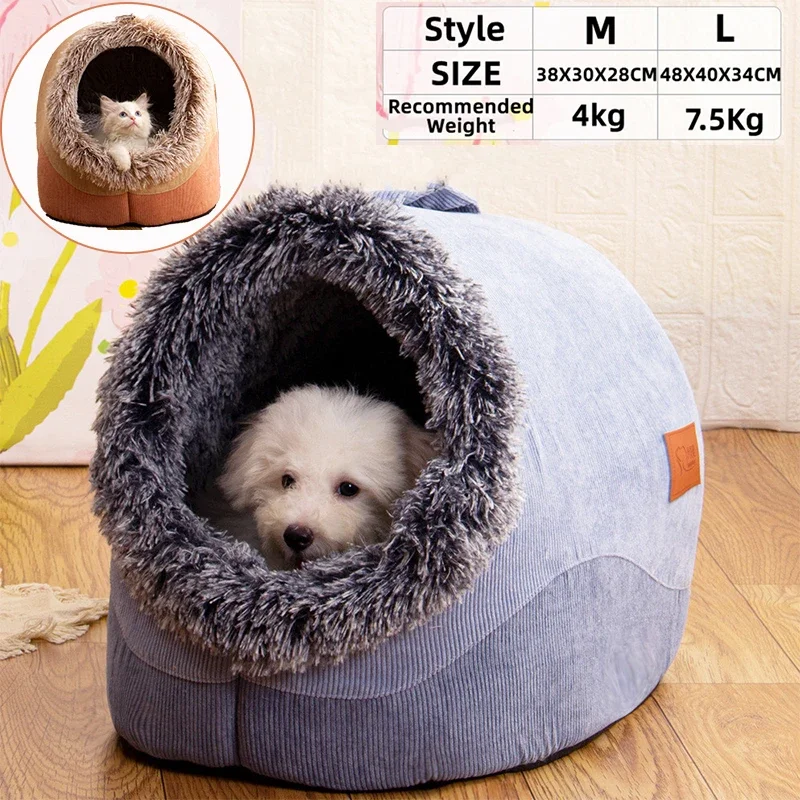 Nido Per Cani E Gatti Nido Per Gatti Letto In Peluche Nido Per Gatti Semi-Chiuso Sonno Profondo Comfort In Inverno Letto Per Gatti Cestino Per Materas