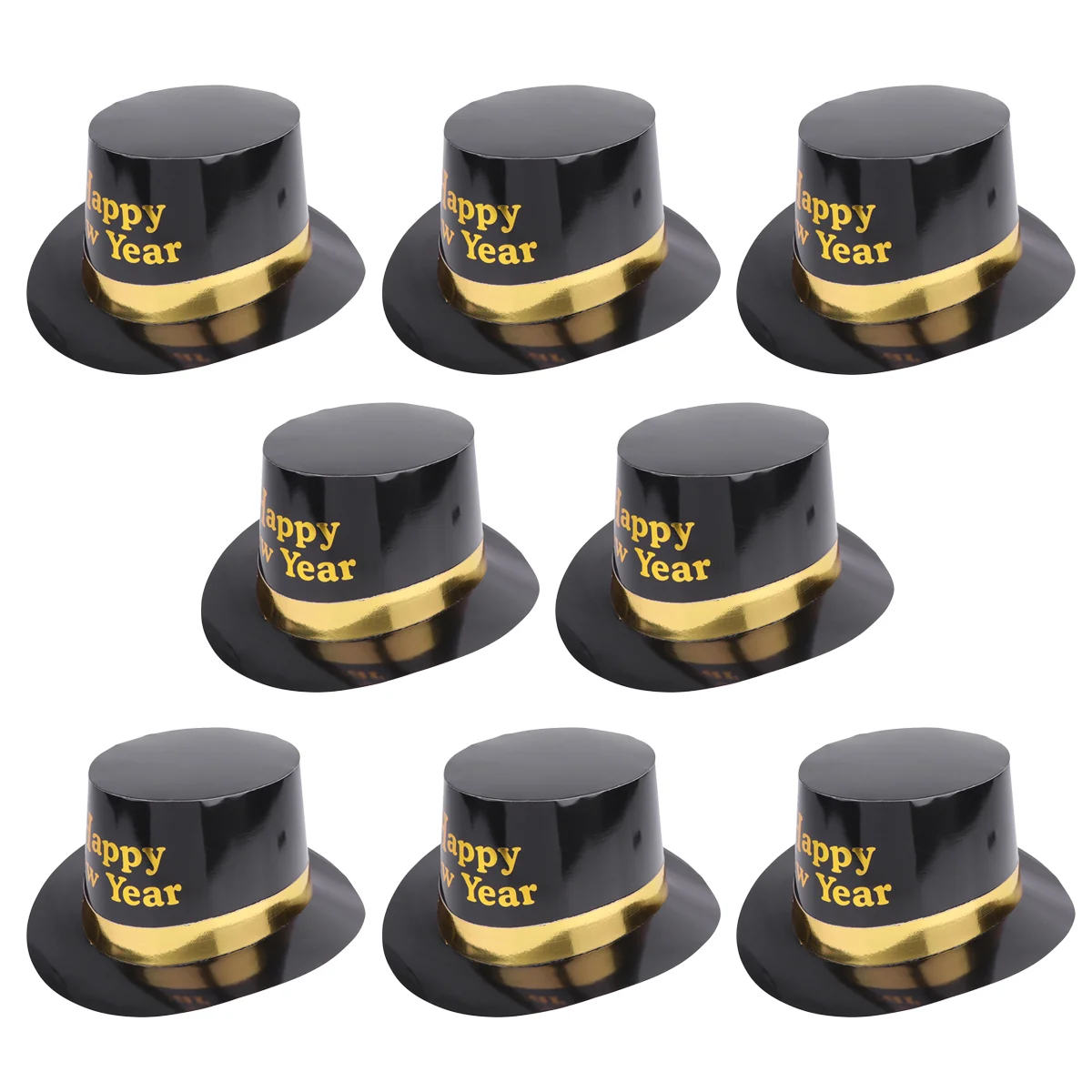 

8pcs Happy New Year Party Hats Paper Glitter 2021 Funny Hat for 2021 New Years Eve Party Cotusme Favors Photo Props Yellow