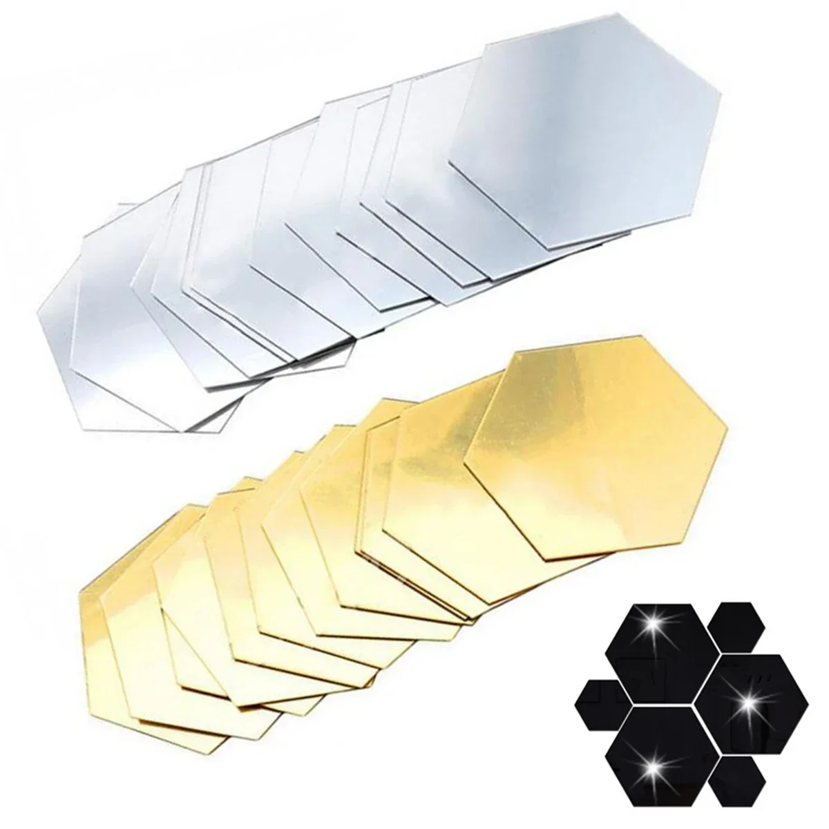 12Pcs Wall Stickers Acrylic Mirrors 3D Acrylic Mirror Wall Sticker