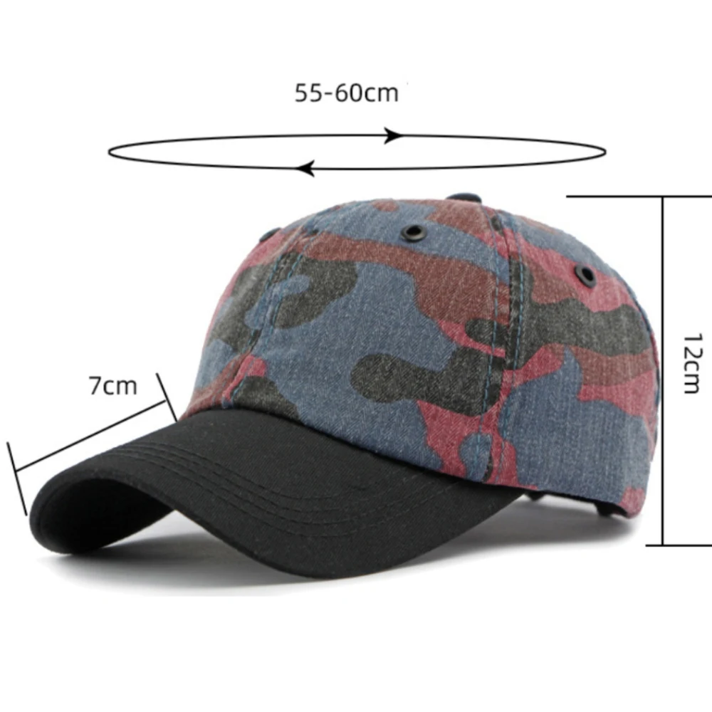 HT4350 Baseballkappe für Herren und Damen, Frühling und Sommer Sonnenkappe, Atmungsaktive Baumwolle, Tarnmuster Baseballmütze, Verstellbare Snapback-Kappe