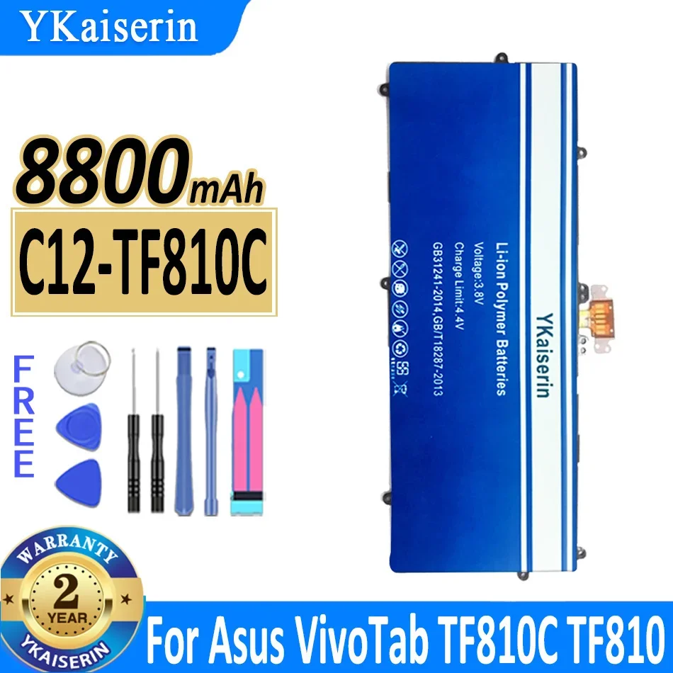 

YKaiserin Battery C12-TF810C 8800mAh for Asus VivoTab TF810C TF810 Batteries Bateria Warranty + Track Number