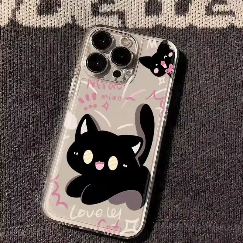 Love Heart Black Cat Phone Case