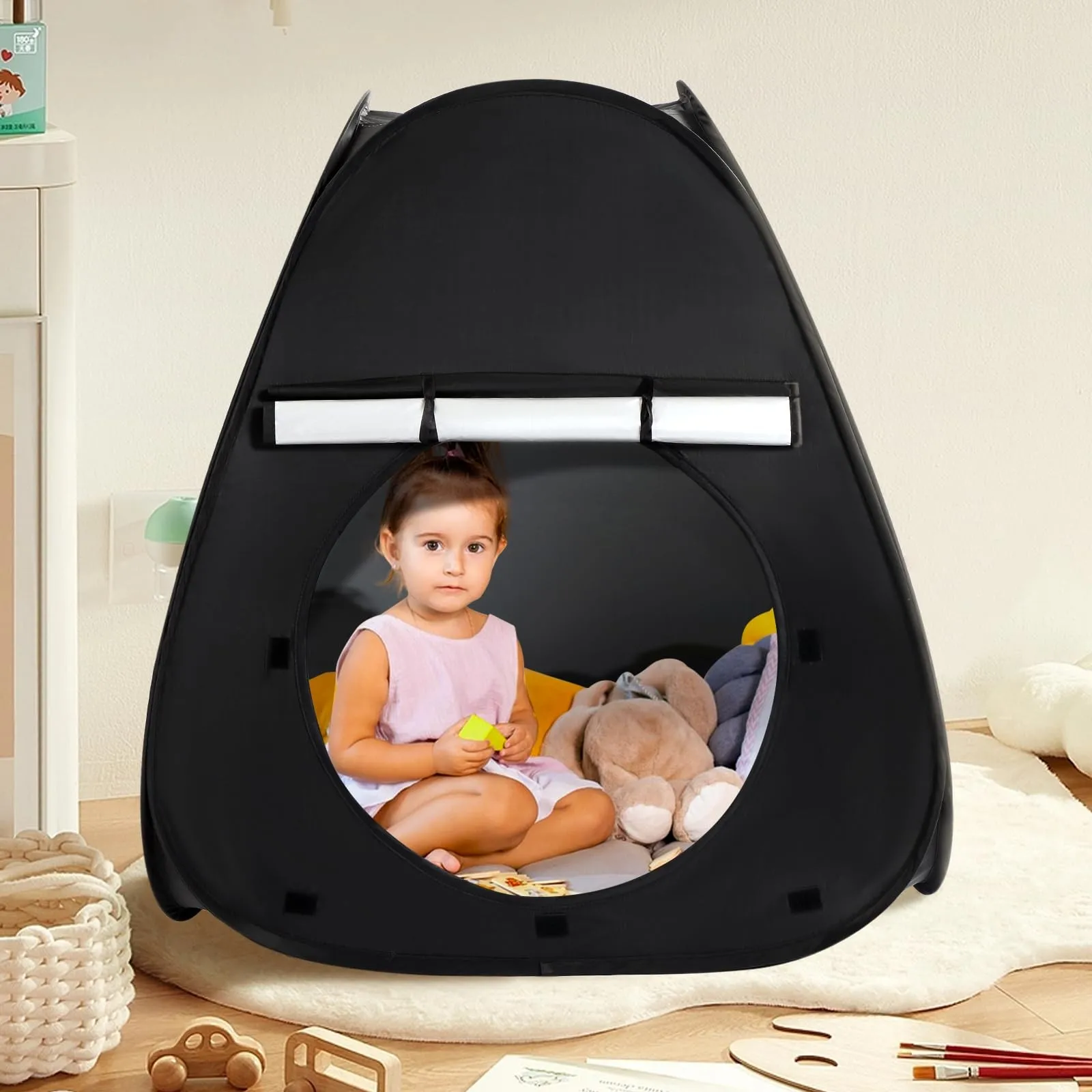 Blackout sensory tent front view
