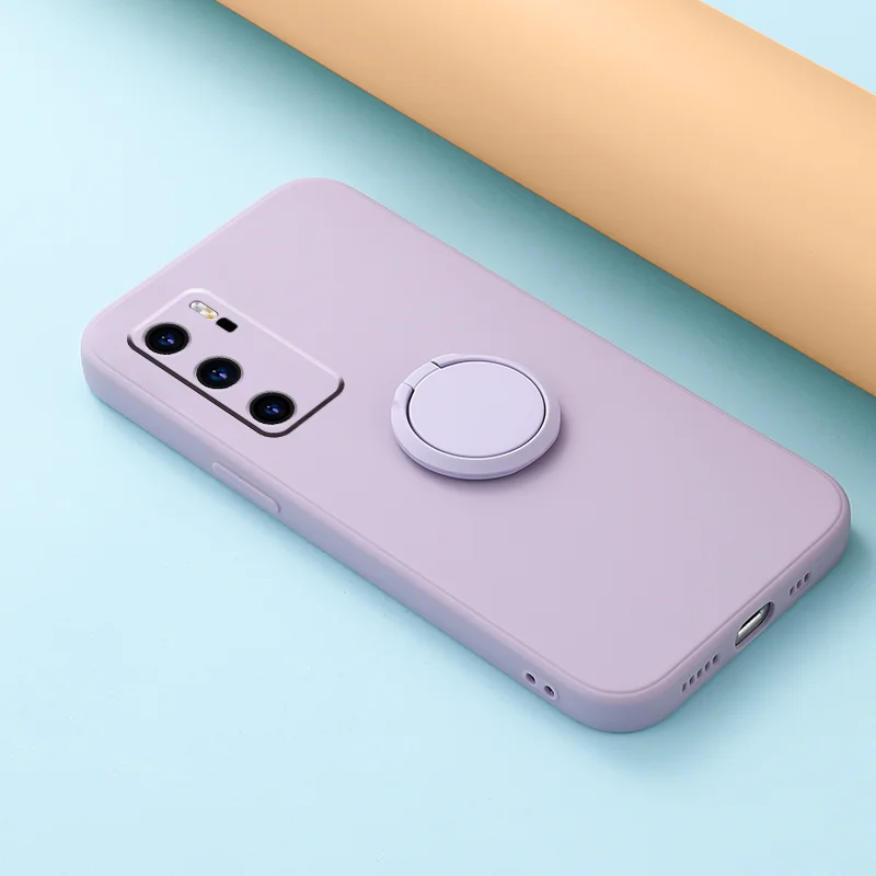 Ultimate Grip Square Silicone Phone Case with 360° Rotating Ring & Stand