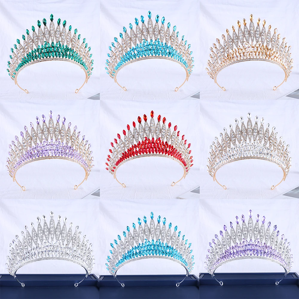Wedding Crown Gold Silver Color Rhinestone Crystal Diadem Queen Crown Princess Tiaras Bridal Hair Jewelry Party Hair Accessories