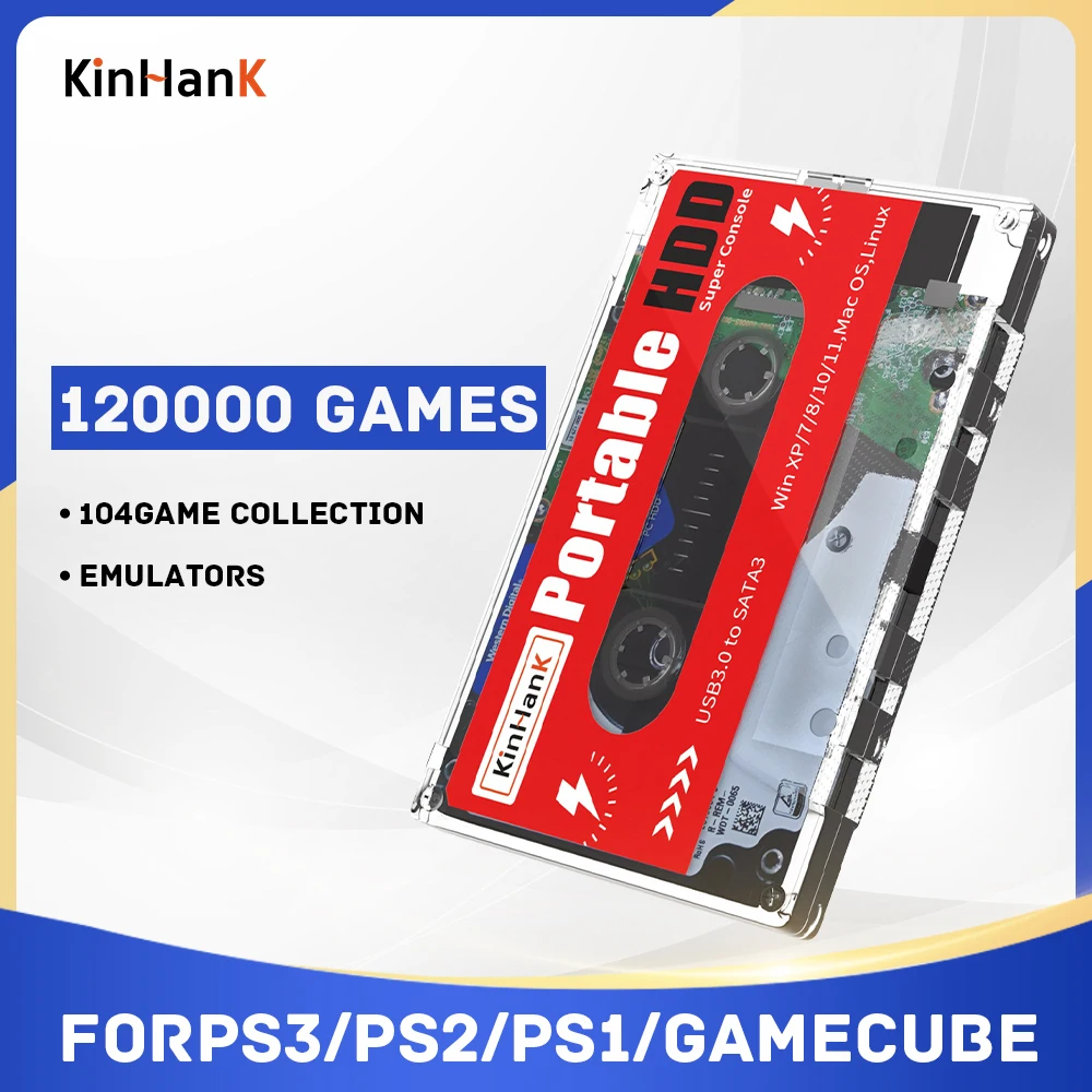 2TB HDD External Game Hard Drive Disk For Laptop/PC With 120000+ Games