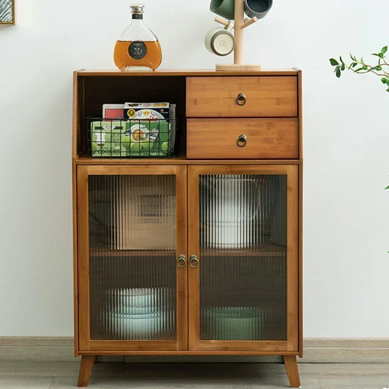 Vintage Glass Kitchen Storage Cabinets Pantry Display Full Cupboard Fixtures Dish Rack Cabinet Armario De Cocina Furniture