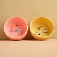 1PCS Baby Silicone Feeding Bowl Cartoon Pattern Baby Dishes Plate BPA Free Food Container Newborn Training Weaning Tableware 1