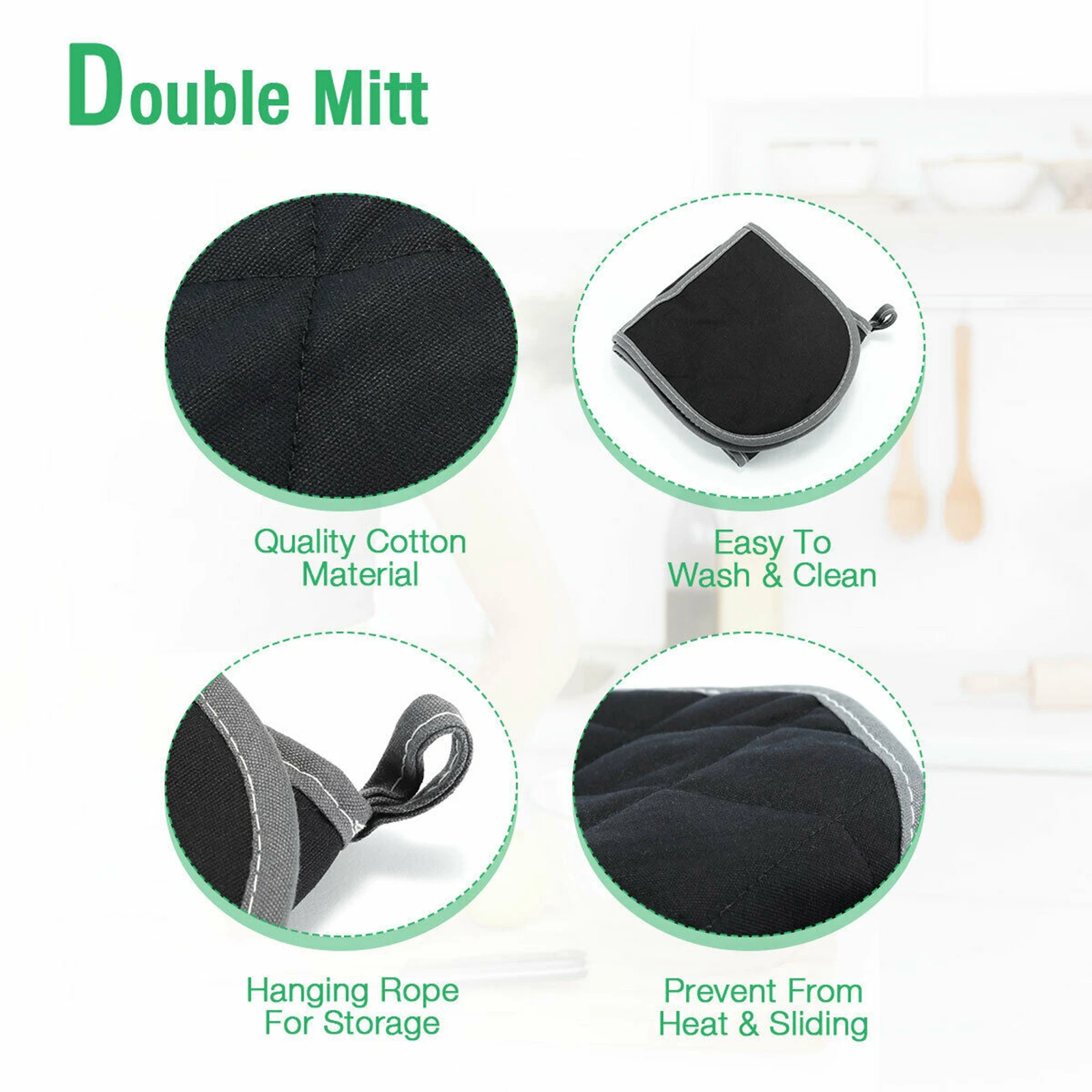 Double-Ended Oven Gloves Padded Long Anti-scalding Thick with Inner Cotton Layer Microwave Baking Barbecue Mitts