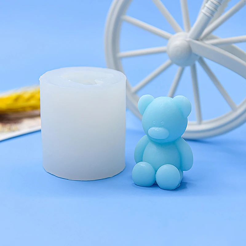 귀여운 작은 곰 아로마 테라피 양초, 실리콘 몰드 베이킹 무스 케이크 몰드 석고 장식, 양초용 콘크리트 몰드