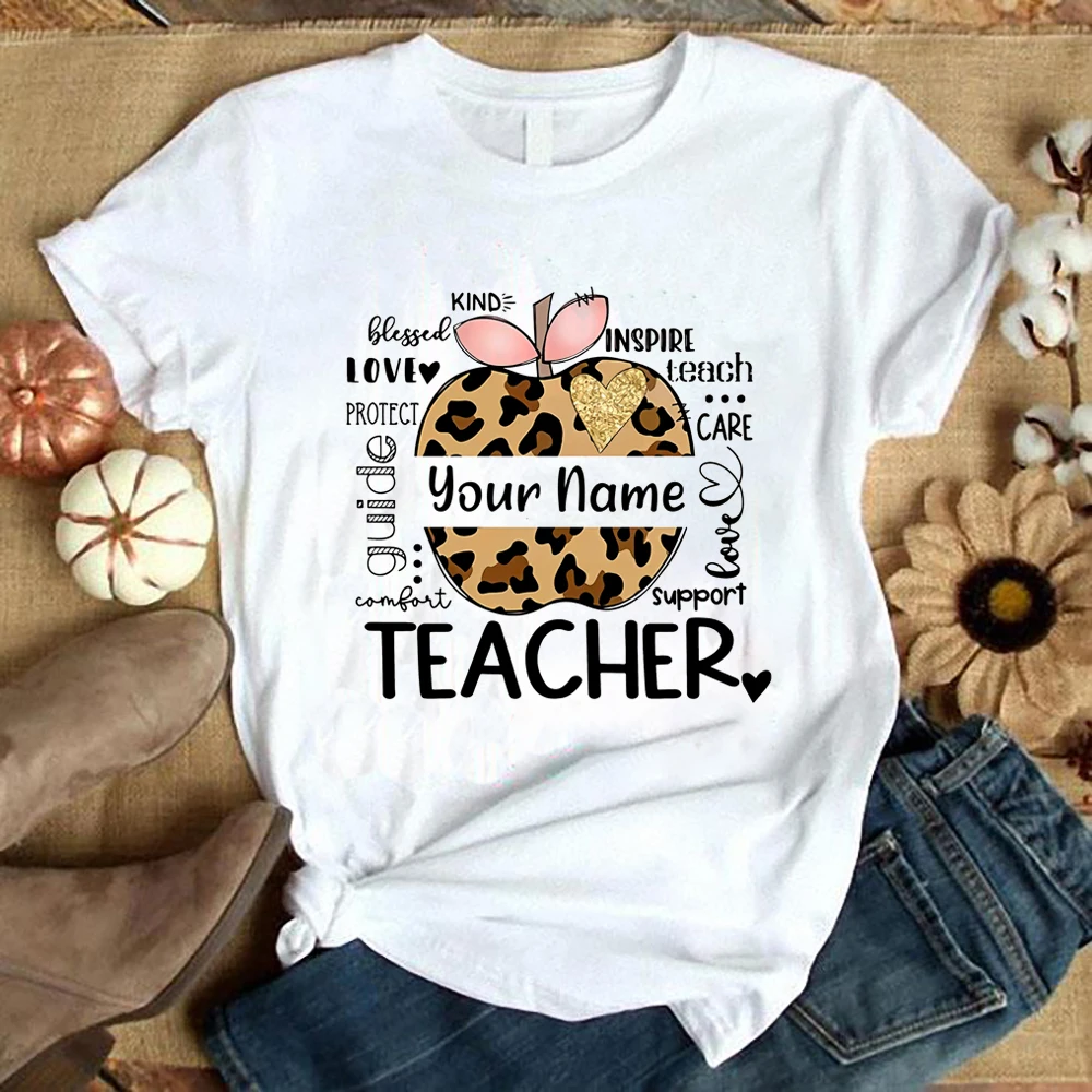 Teacher Shirt For Women - Rainbow Leopard Graphic Tee 'Teach Love Inspire', Gift For Educators, Small - View #2