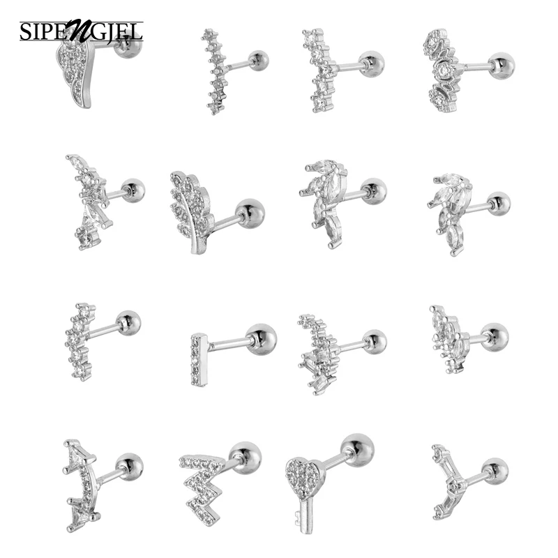 SIPENGJEL1PcsEarPiercingStudsCartilageEarringforWomenFlower