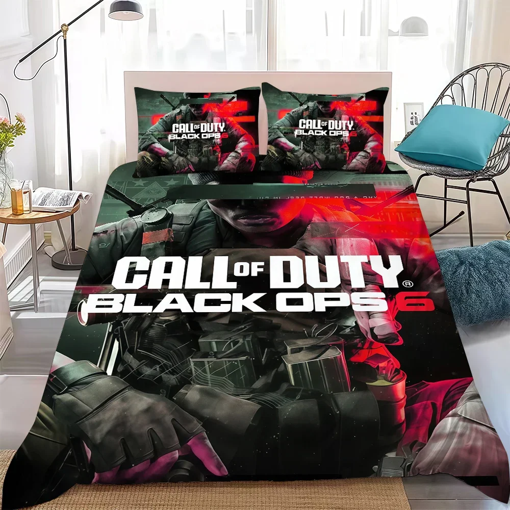 C-Call D-Duty Black O-Ops 6 Game Duvet Cover Set Soft Wash Cotton Bed 3 Piece Summer Comfortable Student Dormitory Home Bedding