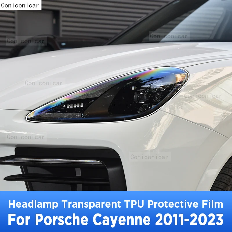 

Для автомобильных фар Porsche Cayenne 2011-2023, передняя фара с защитой от царапин, прозрачная фотолампа, аксессуары, наклейка