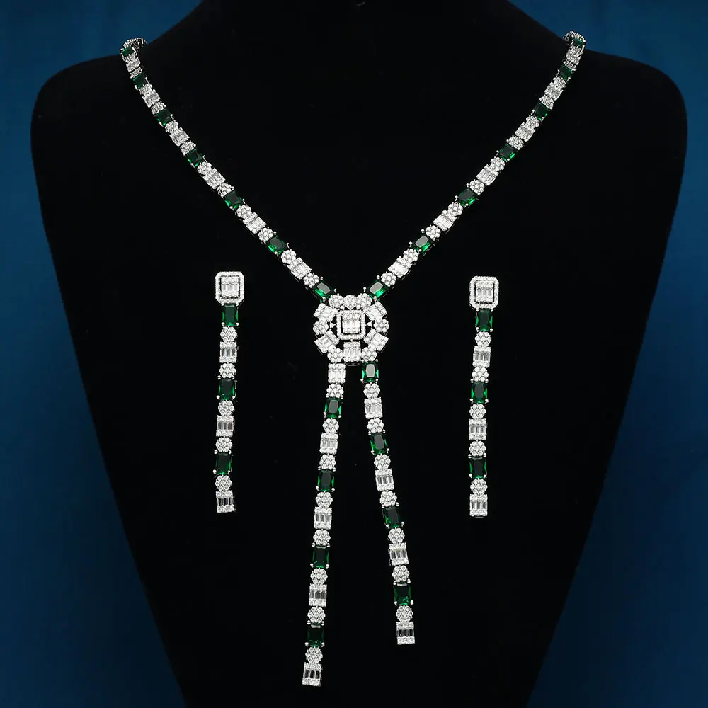 

2022 New 2 piece Bridal Jewelry Set Deluxe Dubai Necklace Earring Jewelry Set Women's Wedding Party Accessories Design