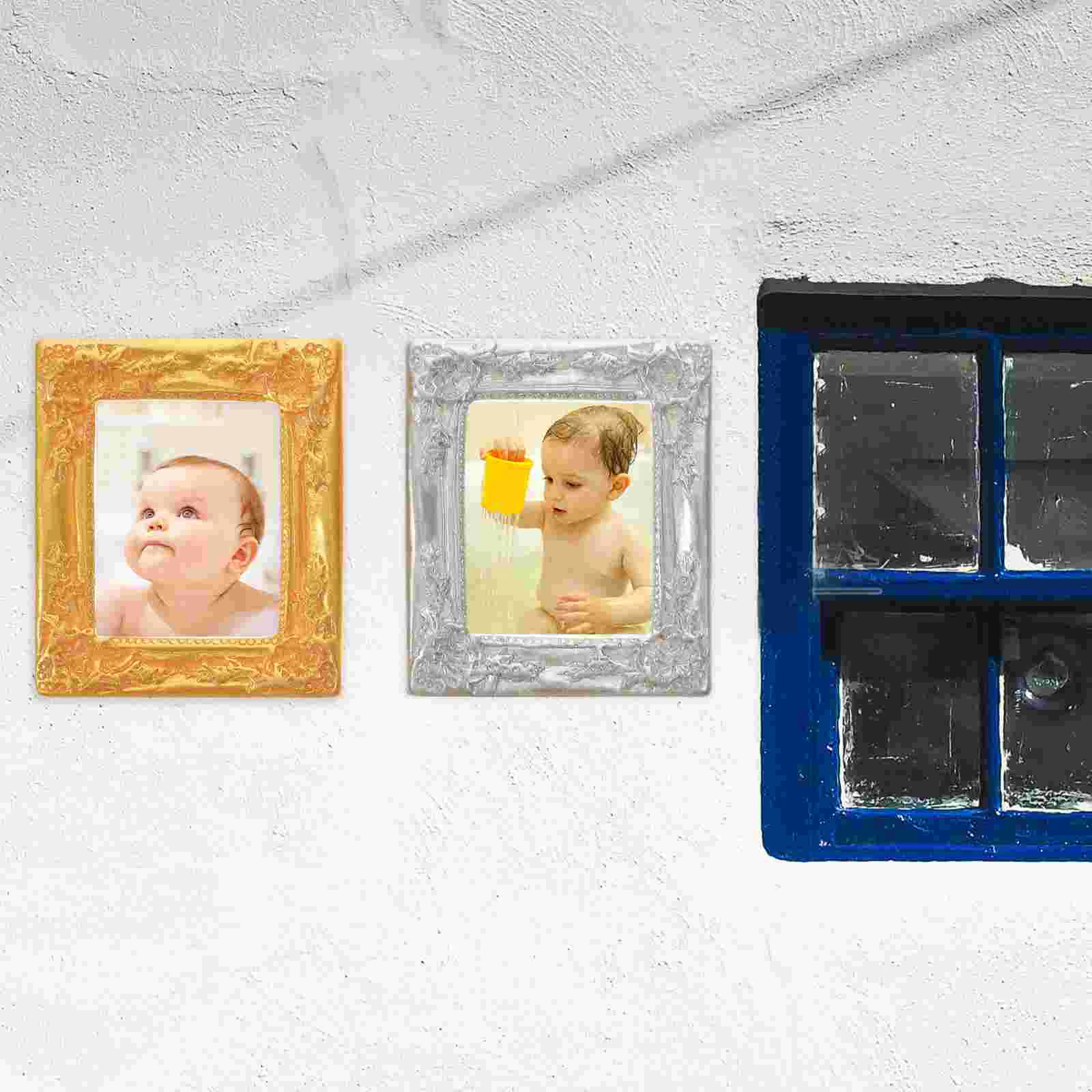 

4pcs House Ornaments Delicate Resin Small Picture Frame Phone Case Decor