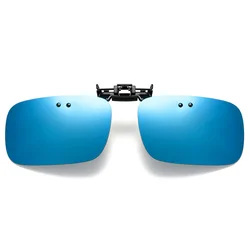 Polarized Unisex Photochromic Night Vision Anti-Glare Vintage Clip-On Sunglasses (Ice blue film)