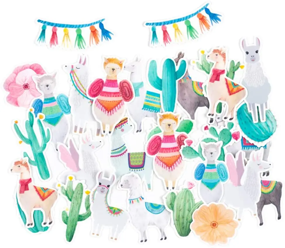 30pcs Cute Llama & Cactus Stickers Watercolor Decals for Scrapbooking, Journals, Planners for Water Bottles, Laptops, Phone Case